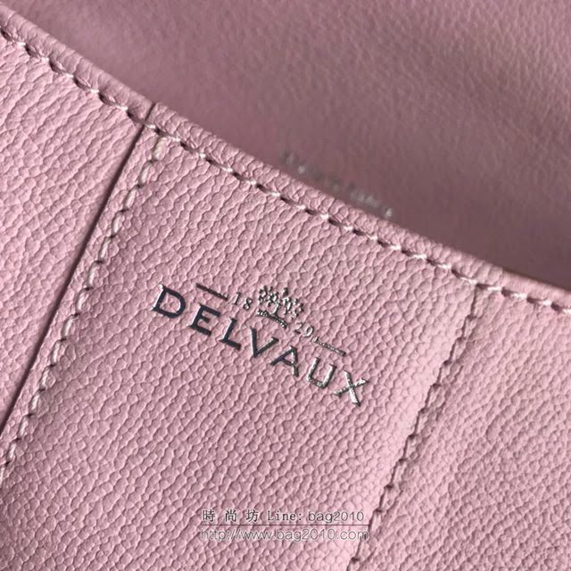 DELVAUX女包 2019春夏最新色 專櫃原廠皮 德爾沃女手提包 DS0028粉色銀扣 大號Delvaux單肩包  fcs1141